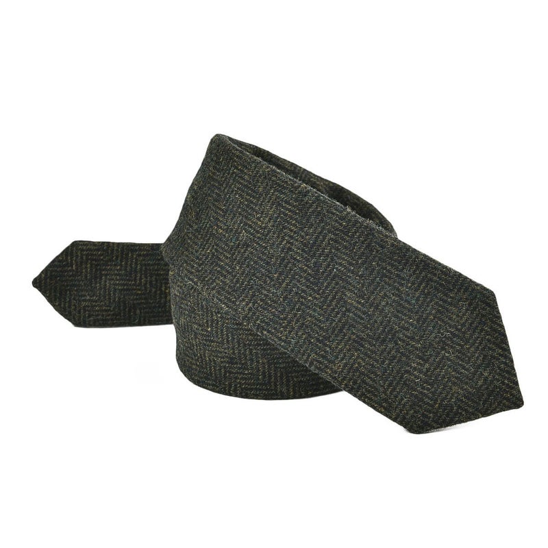 VOBOOM Mens Necktie Skinny Tweed Pattern Woolen Neck Tie (06 Green) - Image 3